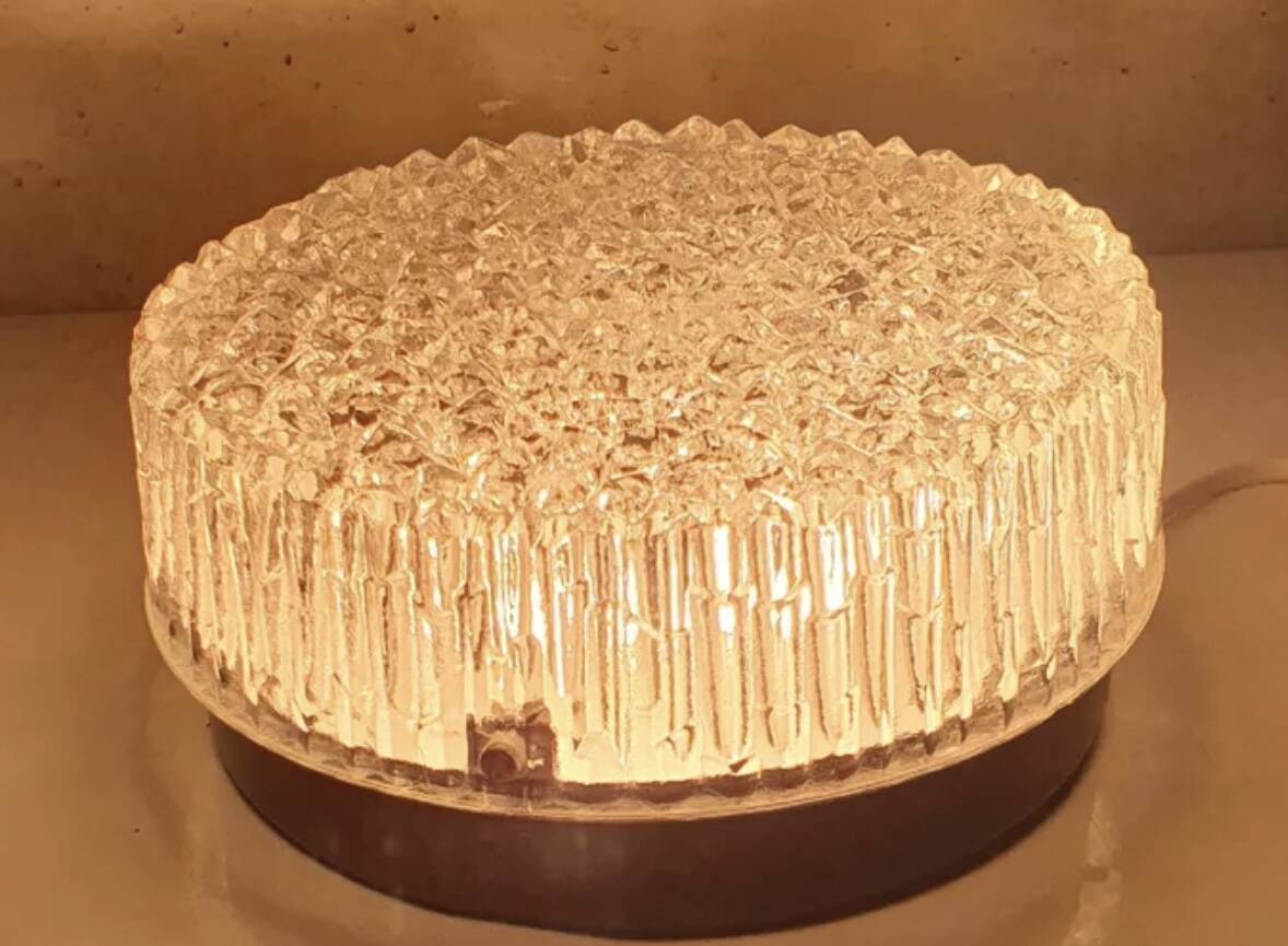 Pair of round Holophane ceiling lights, vintage, DR 60, 70s