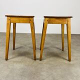 Pair of wooden farm stools