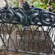 Iron and wicker umbrella carrier