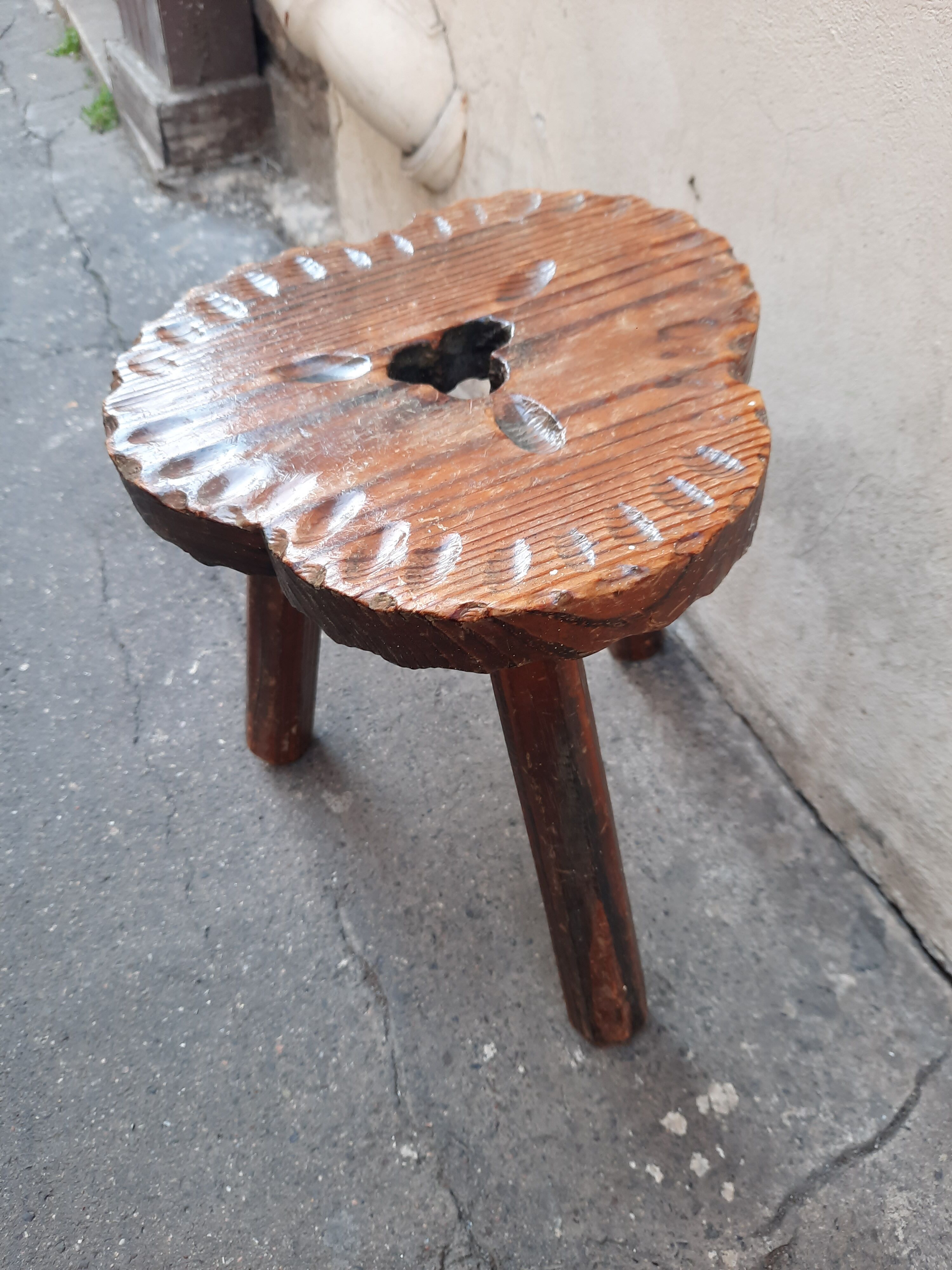 Wooden tripod stool