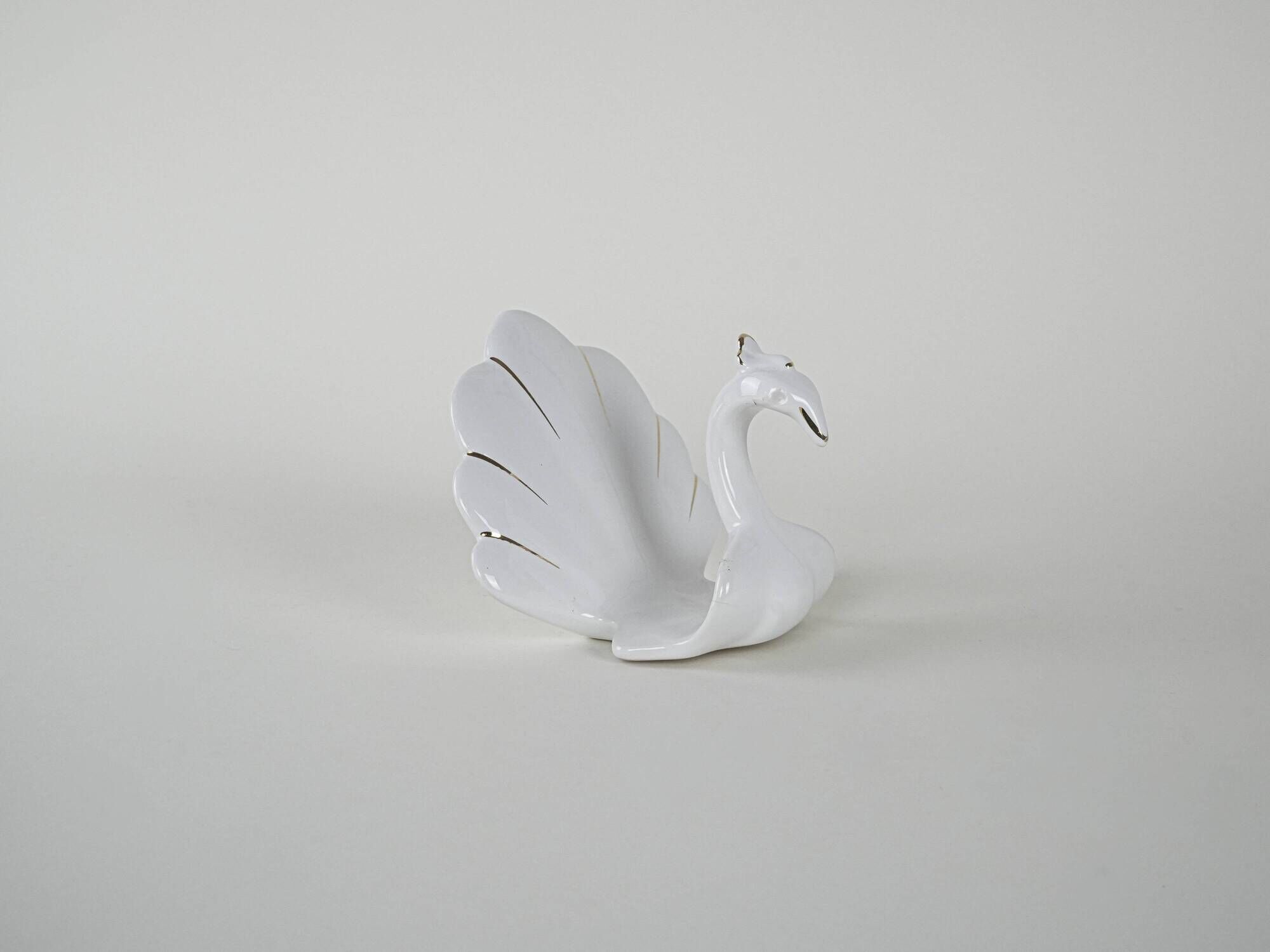Porcelain peacock figurine, Italian design, 1970s, made in Italy
