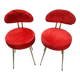 Pair of Pelfran Vintage red furry sheepskin chairs