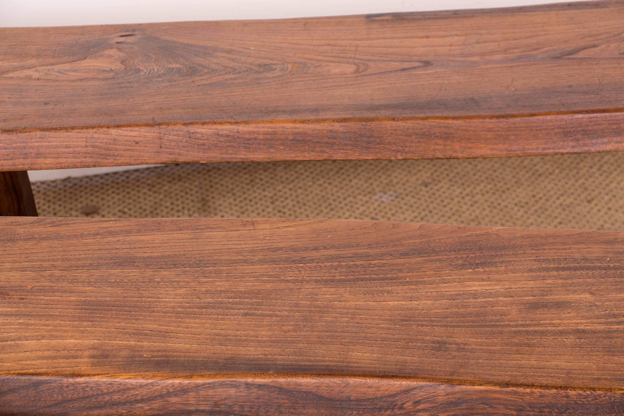 Pair of Scandinavian benches in Solid Elm by Olavi Hanninen 1960.