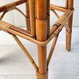 High stool in bamboo and rattan, circa 1960.