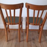Pair of Luterma bistro chairs in beech wood and green seat 50s