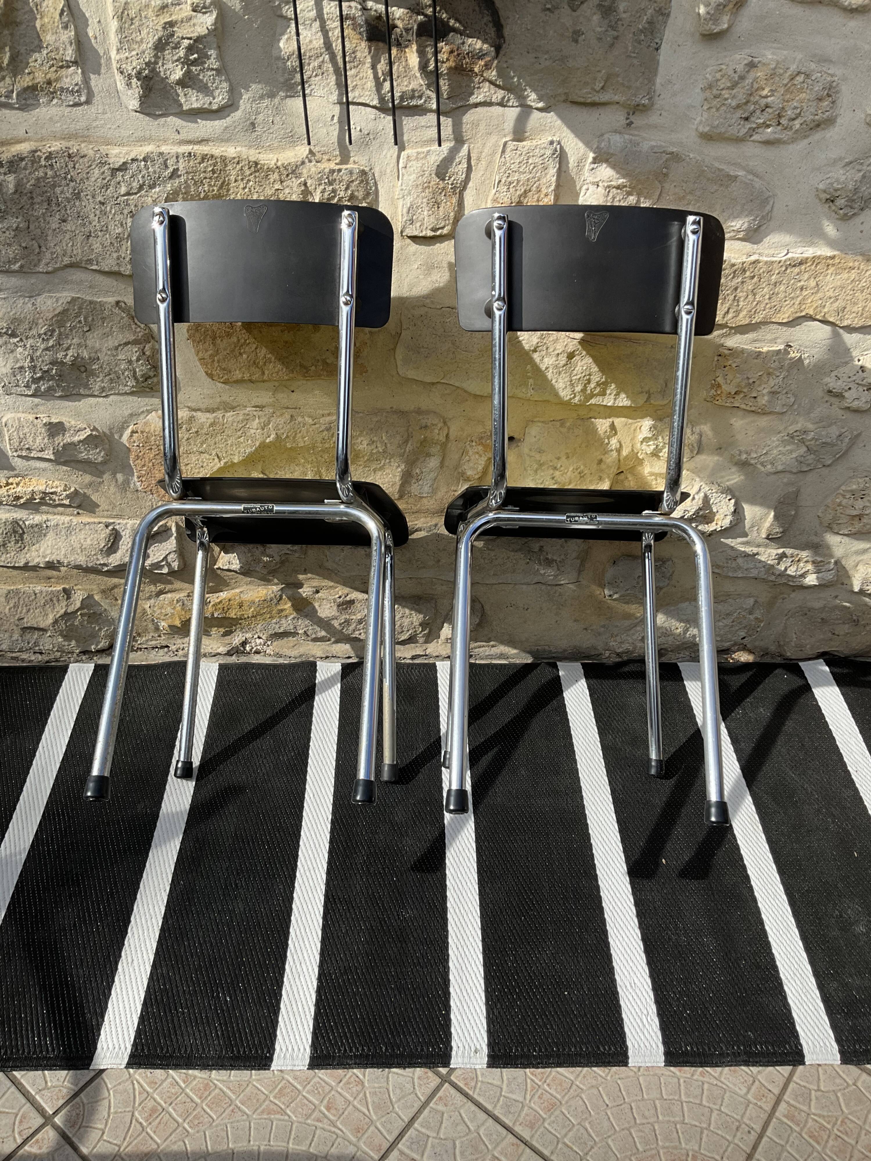 Paire de chaises formica jaune tubauto