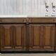 Bar counter in oak, zinc, and white marble from the early 20th century.