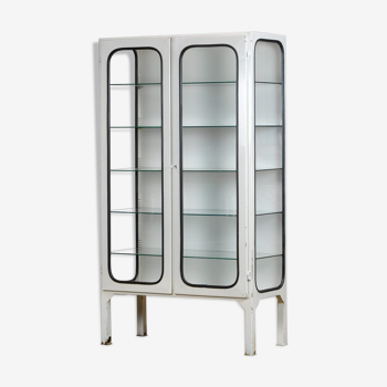 Vintage Glass & Iron Medical Cabinet, 1970s