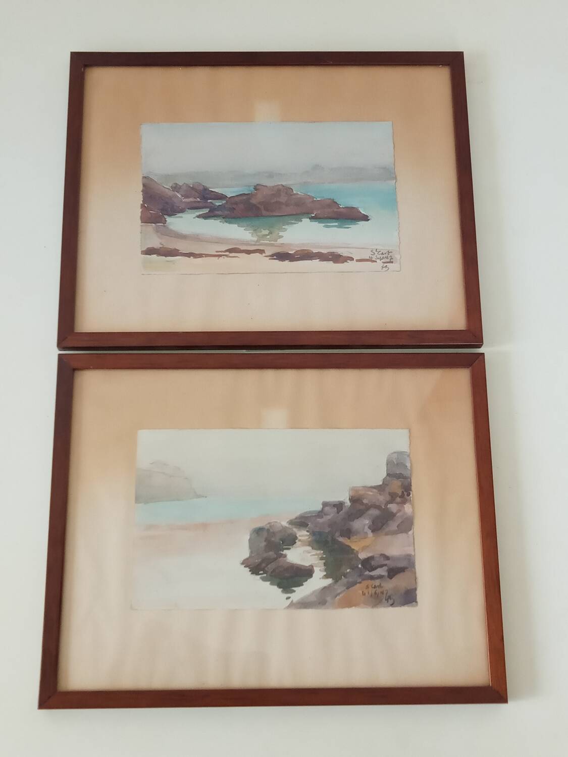 Paire d'acquarelles de Saint Gast, 1947, signées FG