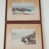 Pair of watercolors by Saint Gast, 1947, signed FG