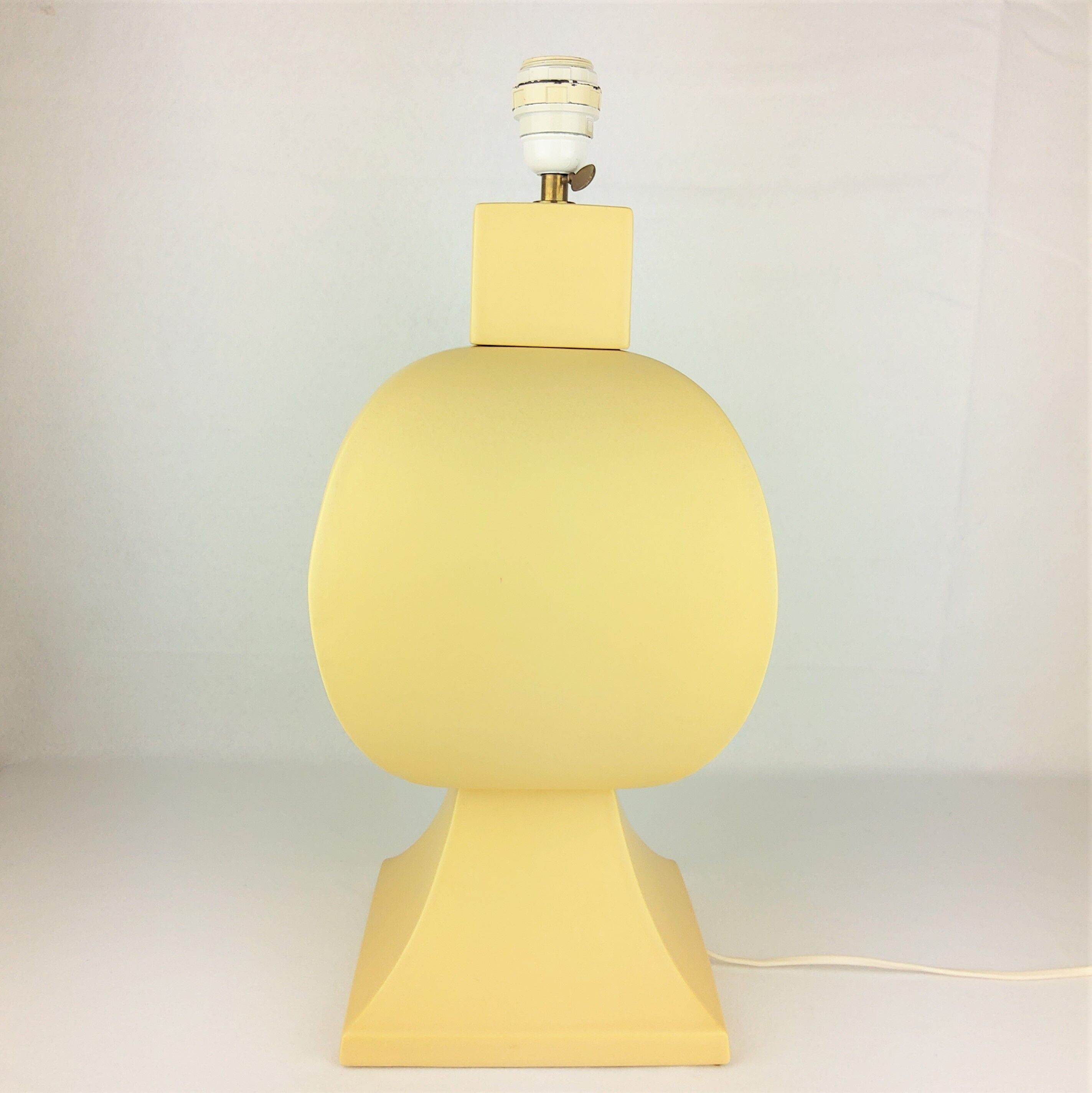 Ceramic lamp, pastel yellow Charolles earthenware 1980