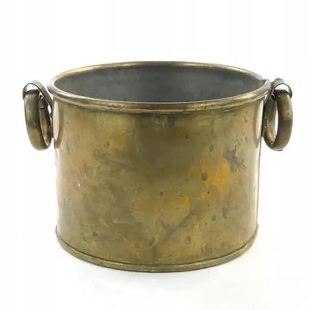 Art Deco flowerpot holder, grained pewter, Poland, 1970s
