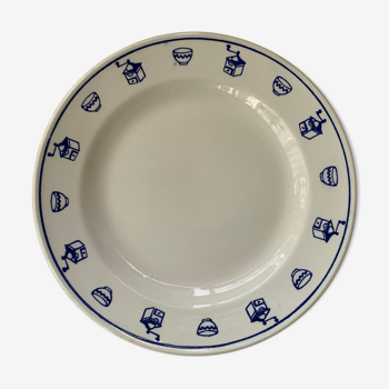 White porcelain plate mill pattern and cup