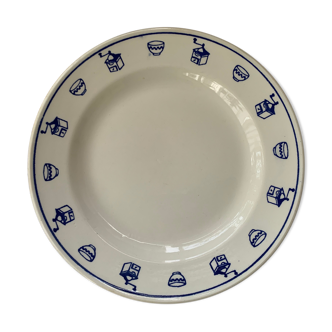 White porcelain plate mill pattern and cup