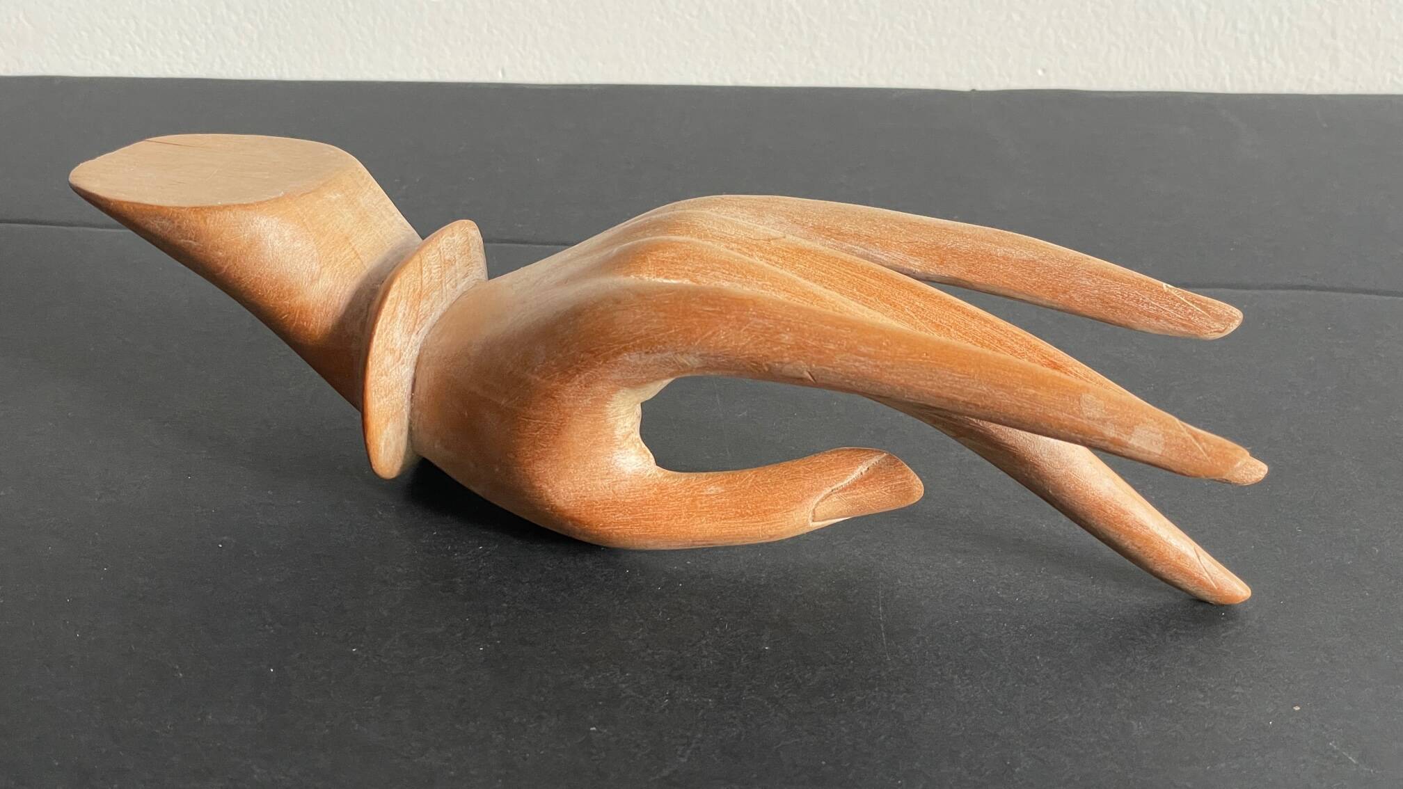 Wooden hand sculpture