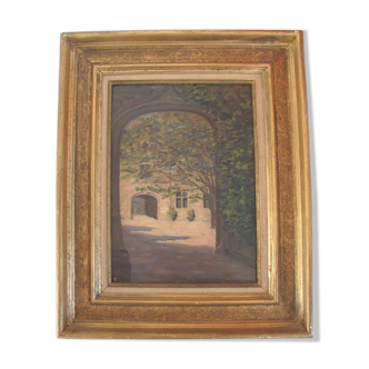 Ancient painting - Gate of the Chateau de Keriolet - Brittany