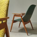 Paire de fauteuils résine et bois Jaune et Vert chiné par Miroslav Navratil