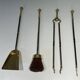 Fire Tool Set in Brass and Brushed Steel with Claw Feet, Attributed to the