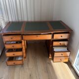 Minister Louis-Philippe's desk in solid cherry wood and leather.
