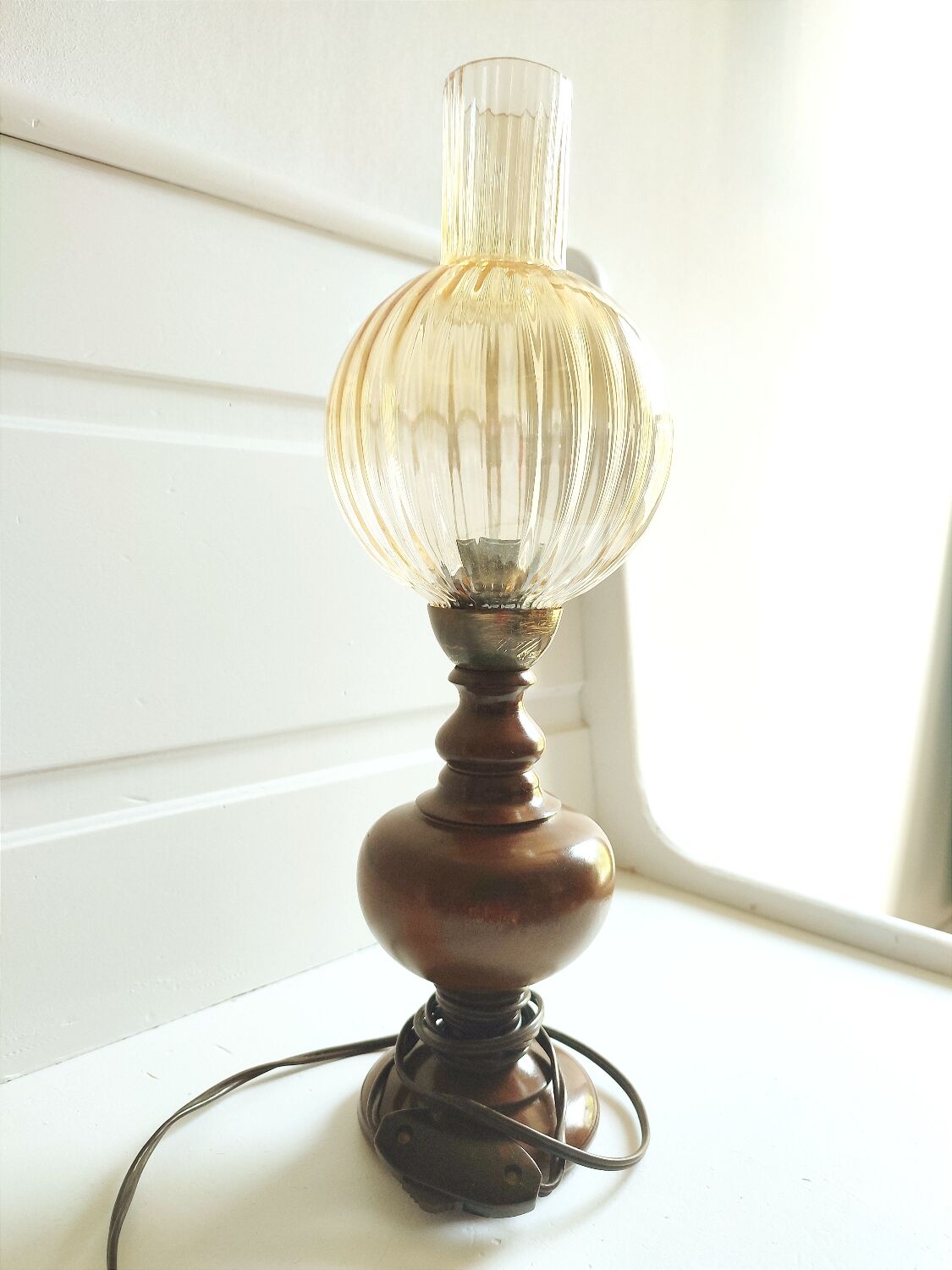 Antique smoked glass lamp