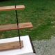 Vintage asymmetrical wall shelf in solid oak and metal from the 60s