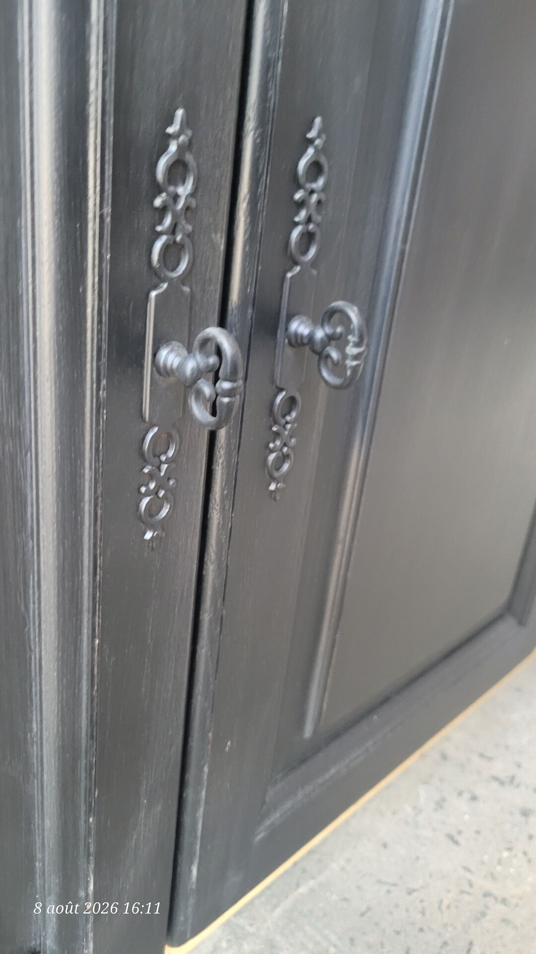 Large wooden and black sideboard