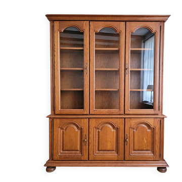 Solid oak library 2 bodies (display + lower) - Very good condition
