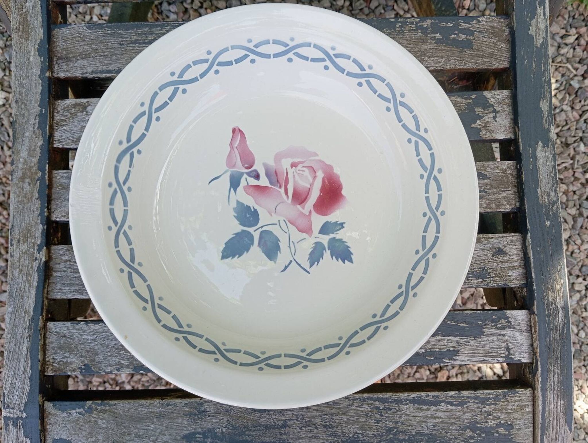 Round hollow dish or large plate, Janine model by Digoin, 1930/40