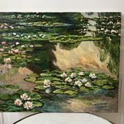 Oil painting on canvas water lilies nymlies signed chazap years 40-50