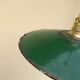 Trio in white green enamelled sheet hanging lamps