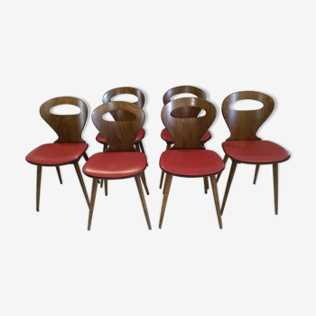 Suite de 6 chaises de bistrot Baumann modèle Fourmi 1960