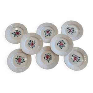 Lot de 8 assiettes peintes - main