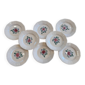Set of 8 hand-painted plates - Sarreguemines