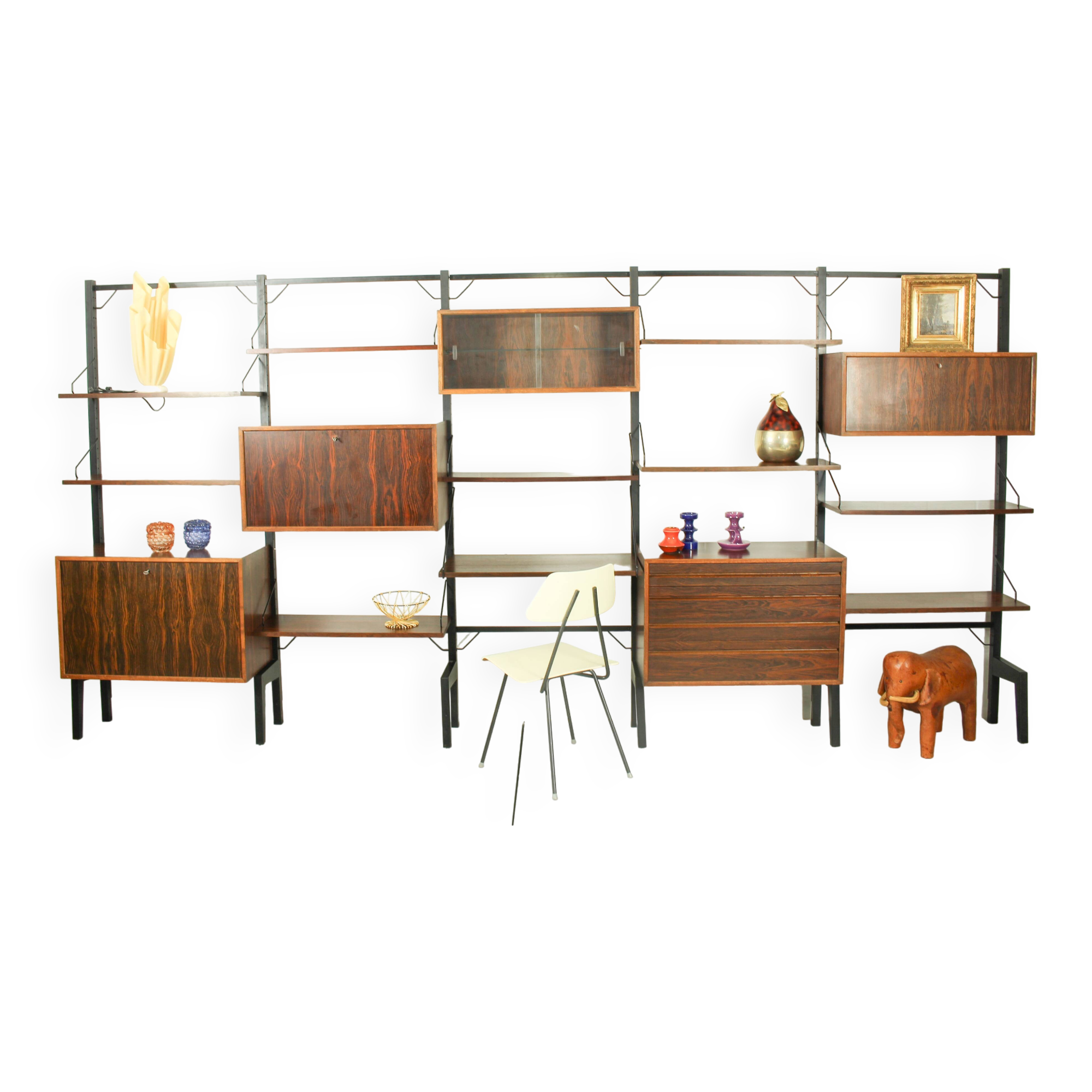 XL Danish Modular Teak Wall Unit in Rosewood by Poul Cadovius, 1960s