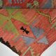 4x6 Red & Green Geometric Persian Kilim Rug, 132x194Cm