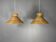 Midcentury pair pencil rattan large ( 62 cm ) pendants, Italy 1970s