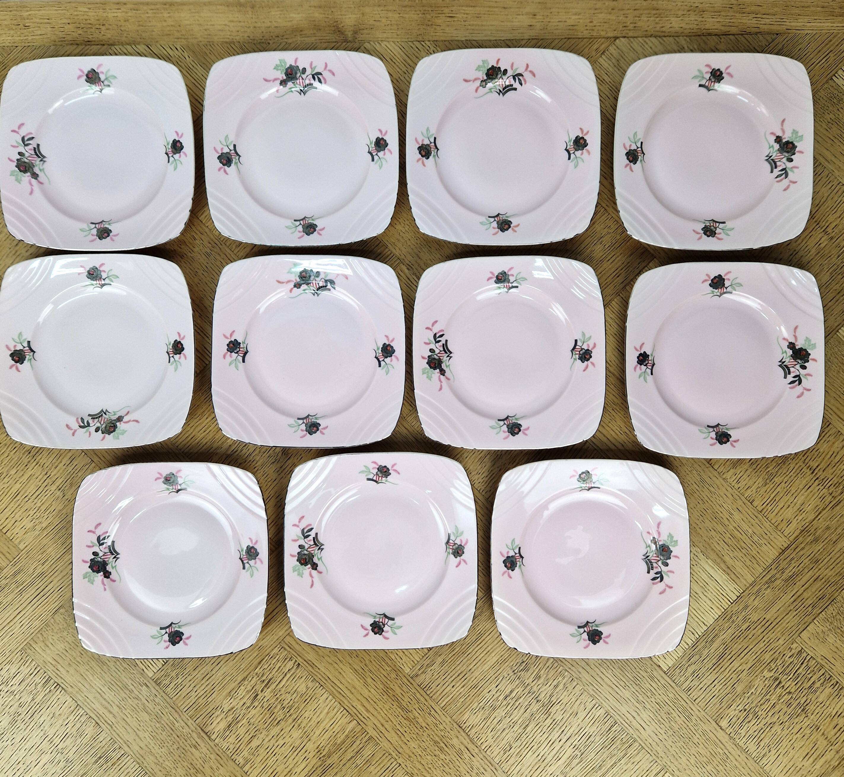 11 Art Deco dessert plates M.Z Czechoslovakia