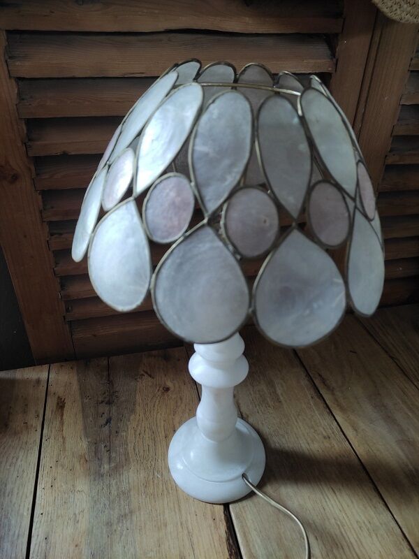 Desk lamp Room Lampshade mother-of-pearl pink alabaster base Dp 082271
