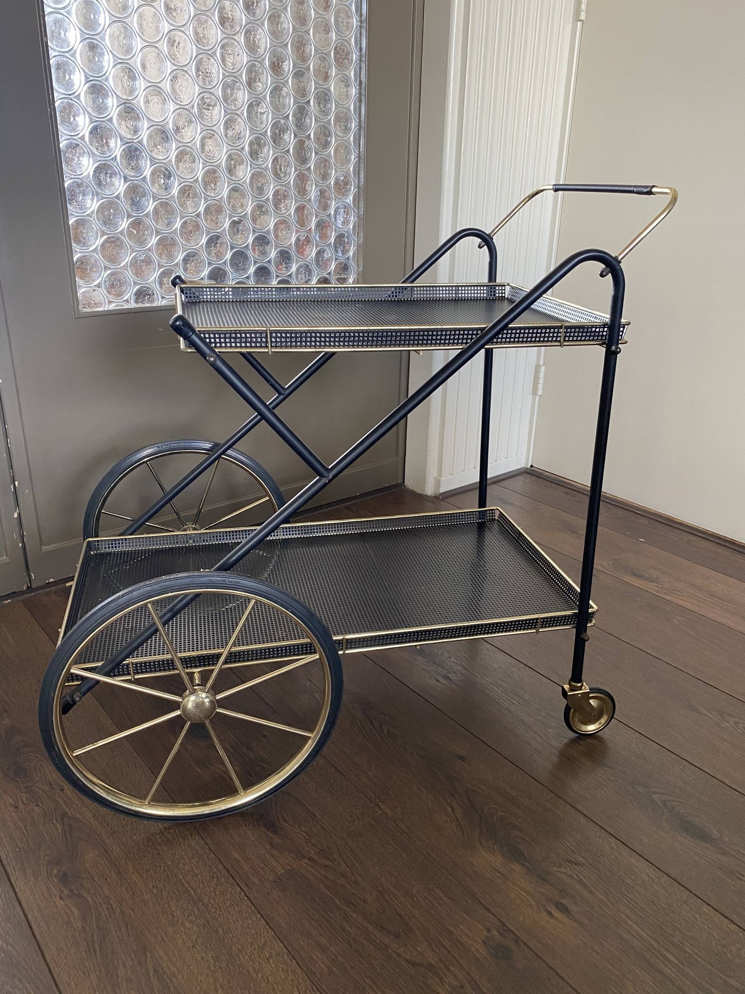 Vintage Italian brass and metal bar cart, 1950s