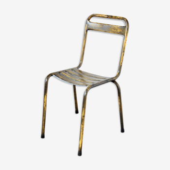 Chaise bistro en métal jaune