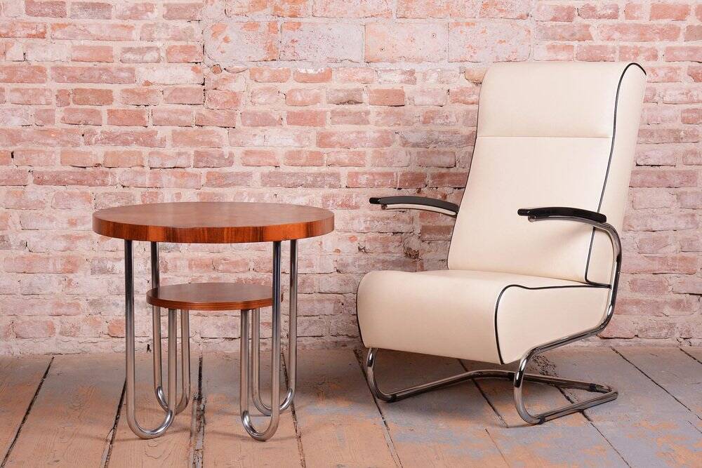 Bauhaus FN24 Armchairs in Leather attributed to Mücke-Melder, Czech, 1930s, Set of 2