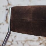 5 tubular chairs in suede and chrome by Roche Bobois, 1970.