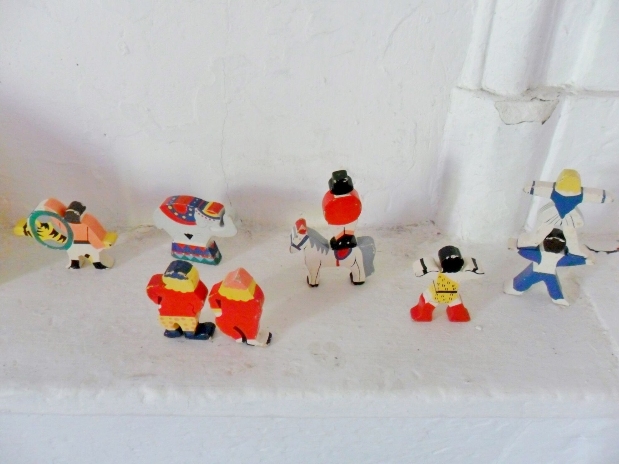 Vintage circus with wooden subjects