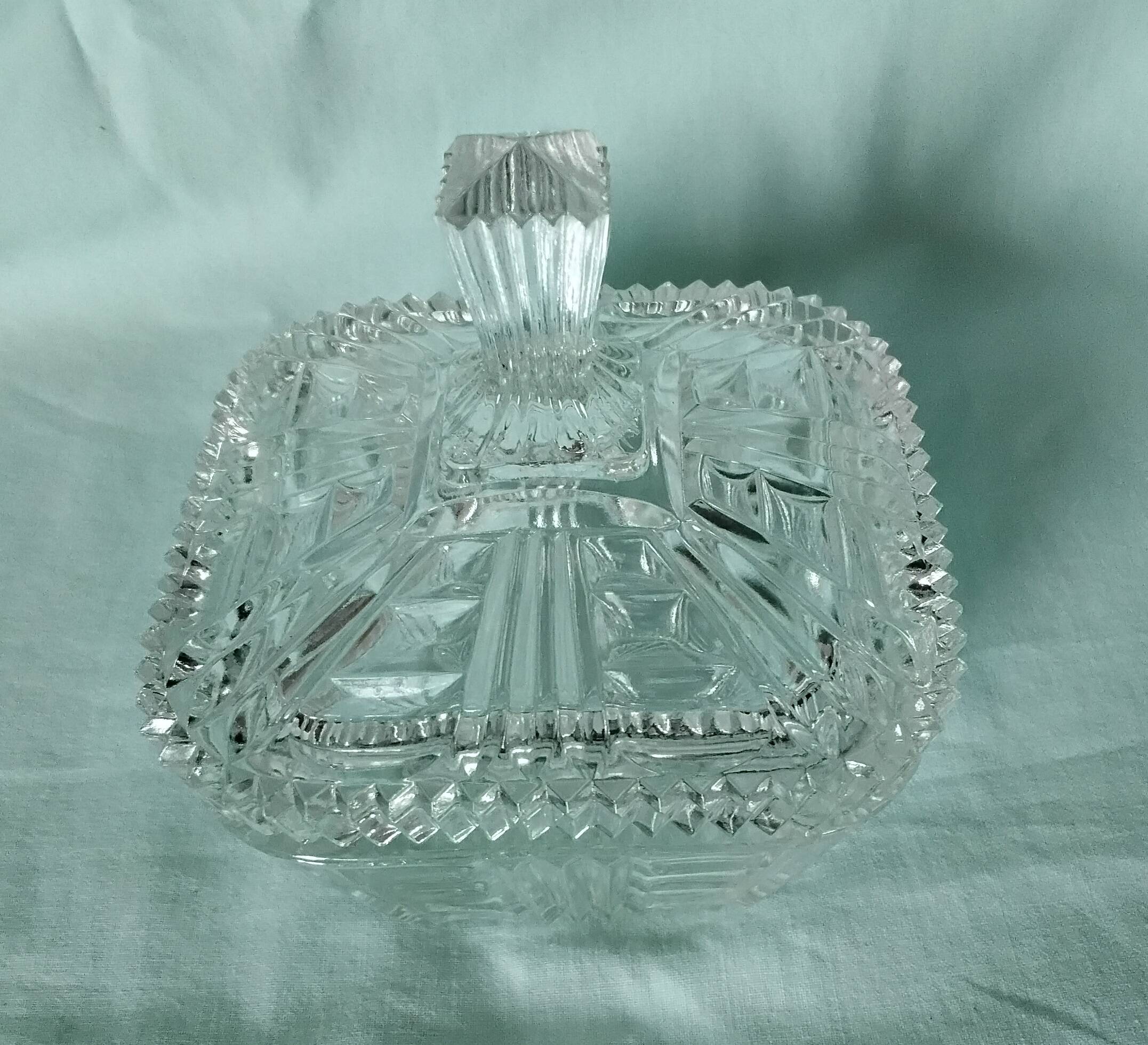 Cut glass sugar bowl