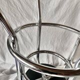 Vintage bar stool in black skai and chrome metal