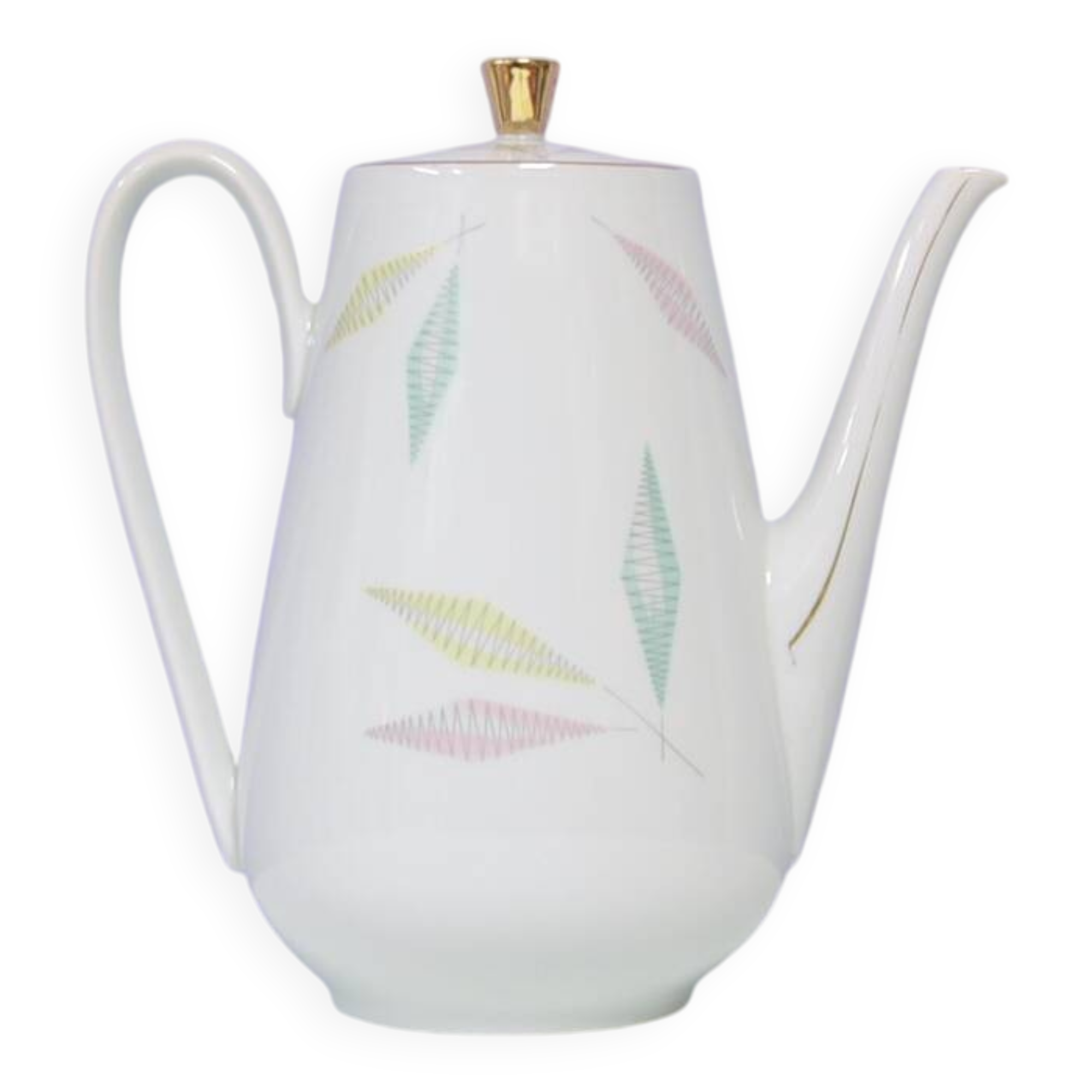 White teapot with pastel flowers