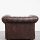 Dark brown English cowhide leather chesterfield armchair