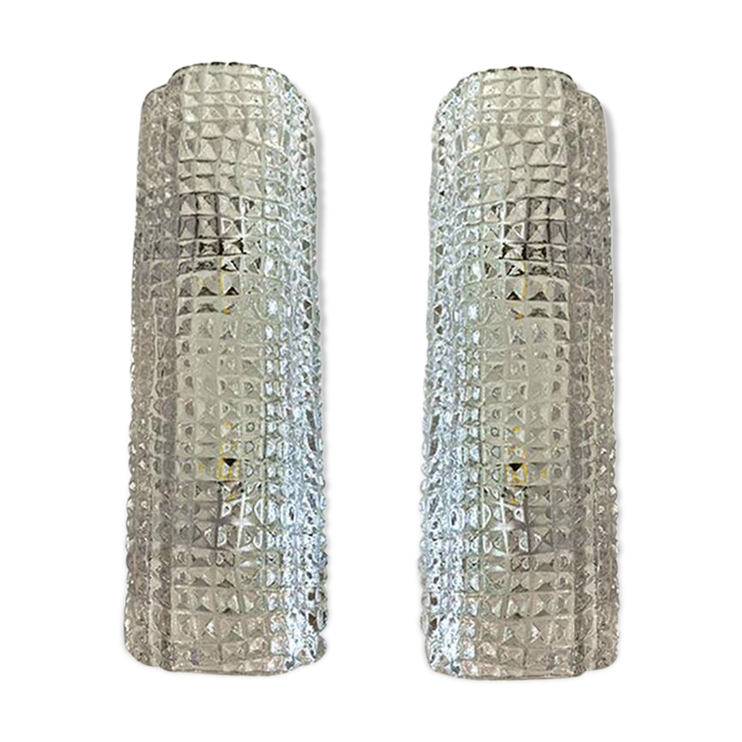Set of Two "Crocodile" Transparent Murano Glass Wall Sconces