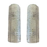 Set of Two "Crocodile" Transparent Murano Glass Wall Sconces