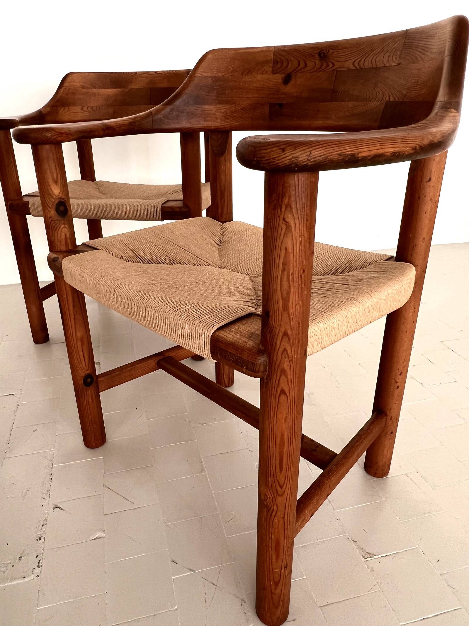 Rainer Daumiller Dining Chairs in Pine and New Paper Cord, 1970s